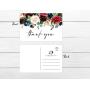 50 Thank You Postcards - Burgundy Floral (50-Cards) Stationery Set for Wedding, Bridesmaid, Bridal Baby Shower, Teachers, Appreciation, Religious, Business, Holidays