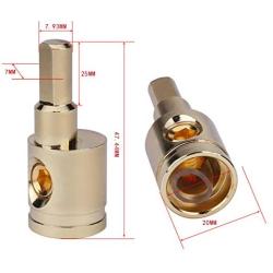 1/0 Gauge to 4 Gauge Wire Reducer 2pcs Car Audio Amp Input Reducer Adapter Brass with Gold Plated
