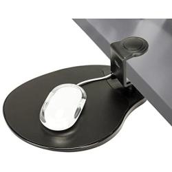 Max Smart Clamp on Mouse Platform, Clip on Mouse Pad Rotating 360, Ergonomic Mouse Tray Attachment, Office Mouse Pad, Slide Out Mouse Tray for Home, Office to Save Space (Black)
