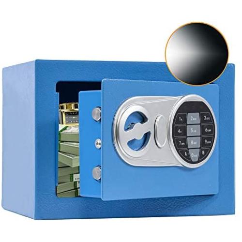 SamYerSafe Safe Box with Sensor Light,Security Safe with Electronic Digital Keypad Money Safe Steel Construction Hidden with Lock，Wall or Cabinet Anchoring Design for Office Home Hotel(Blue)