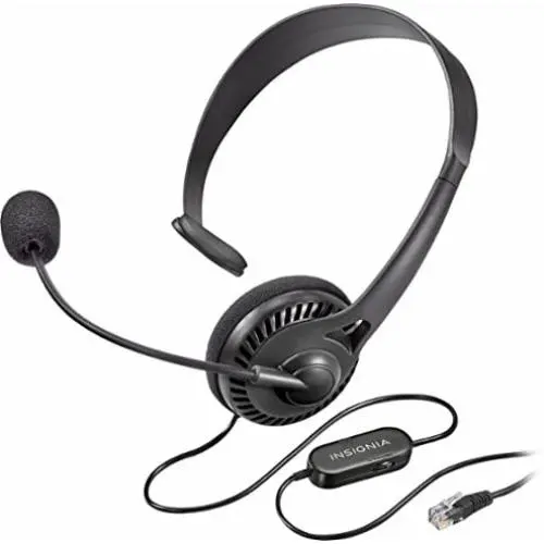 Insignia - Landline Phone Hands-Free Headset Black NS-MCHMRJ9P