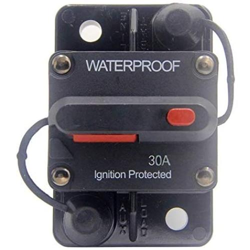 ANJOSHI 30 Amp Circuit Breaker 20A-300A with Manual Reset Waterproof Inline Fuse Inverter for Marine Trolling Motors Boat ATV Manual Power 12V-48VDC