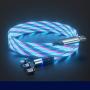 Flowing LED Magnetic Charging Cable 3 in 1 Magnetic Cable Visible LED Glowing Light 5ft Streamer Magnet USB Charger Cable Compatible with Android,Micro USB,Type C/USB C,i-Product Smartphone Tablet