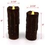 CVHOMEDECO. Real Wax Hand Dipped Battery Operated LED Pillar Candles with Remote Control, Primitives Country Flickering Dancing Flame Lights Décor, H 6 & 5 Inch, Set of 2 (Brown)