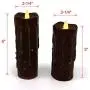 CVHOMEDECO. Real Wax Hand Dipped Battery Operated LED Pillar Candles with Remote Control, Primitives Country Flickering Dancing Flame Lights Décor, H 6 & 5 Inch, Set of 2 (Brown)
