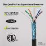 trueCABLE Cat6 Shielded Riser (CMR), 1000ft, Black, 23AWG Solid Bare Copper, 550MHz, ETL Listed, Overall Foil Shield (FTP), Bulk Ethernet Cable