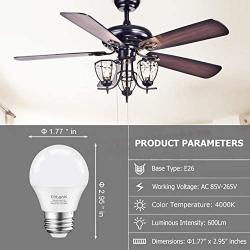 A15 LED Bulb,Cotanic Ceiling Fan Light Bulbs 6W (60W Equivalent),4000K Natural Daylight,E26 Standrad Base Light Bulb,600lm,CRI 80+ LED Globe Shape Bulb,Non-Dimmable,6 Packs