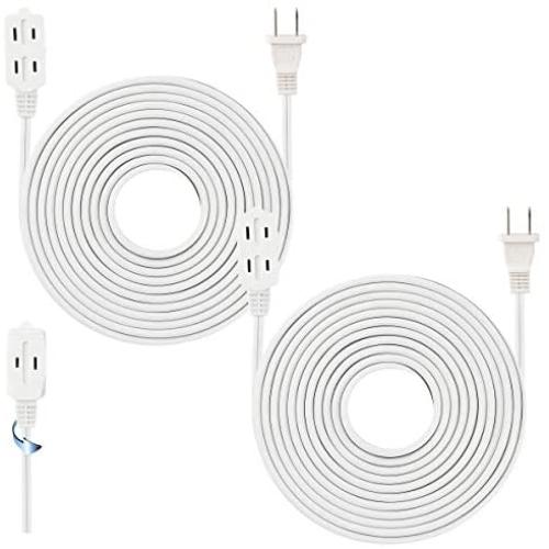 25 Feet White Extension Cord 3 Outlet 2 Prong 16 Gauge Cable, Indoor use, Heavy Duty, Extension Cord - by Revpex