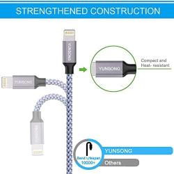 iPhone Charger, YUNSONG Nylon Braided Lightning Cable 2Pack 6ft Data Sync Transfer Cord 2-USB Rapid Charging Plug Wall Charger Compatible with iPhone 11 Pro Max XS XR X 8 7 6S 6 Plus SE 5S (UL Listed)
