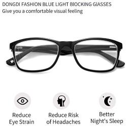 Blue Light Blocking Reading Glasses DONGDI Unisex Anti Eye Strain Computer Reading Frames with Spring Hinge Reading Eyewears for Women Men (Black,+0.0)