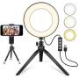 LED Ring Light 6'' with Tripod Stand for YouTube Video and Makeup, Mini LED Camera Light with Cell Phone Holder Desktop LED Lamp with 3 Light Modes & 11 Brightness Level (6'')