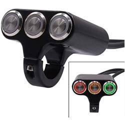 Three-Position Aluminum Alloy Faucet Motorcycle Handlebar Switch with Self-Locking Self-Reset Button Horn / Flameout / Start / Ignition Switch with Indicator Light Electric Car ATV Switch
