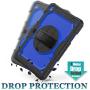 SEYMAC stock iPad 8th/7th Generation Case 10.2, [Full-Body] & [Drop-Proof] Case with 360 Degrees Rotating Stand [Pencil Holder] [Screen Protector] Hand Strap for 2020/2019 iPad 8 /7 Gen (Blue+Black)