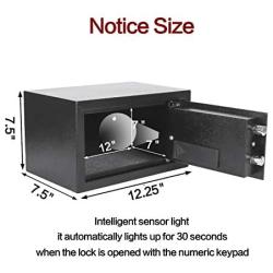 Homeyuer Security Safe Box 0.38 Cubic Feet with Induction Light,Electronic Digital Security Safe With Steel Construction,for BusinessGun Passport,Jewelry and Cash, Suitable Use in Homes,Hotels,Dormitories and Offices