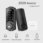 Keyless Entry Door Lock with Keypads,SMONET Smart WiFi Deadbolt, Digital Electronic Bluetooth Touchscreen Auto Lock with Gateway Hub, Work with Alexa,APP,Code,Key for Home Apartment Front Door,Black