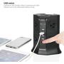 Power Strip Tower SAFEMORE Smart 8-Outlet 4-USB Surge Protector Desktop Power Plug Electrical Charging Station with 6.5ft Long Extension Cord 100-240V Outlet USB Tower for Home Office(Black)