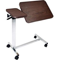 Medical Deluxe Tiltable Overbed Bedside Table w One-Touch Height Adjustment Feature (Hospital and Home Use)