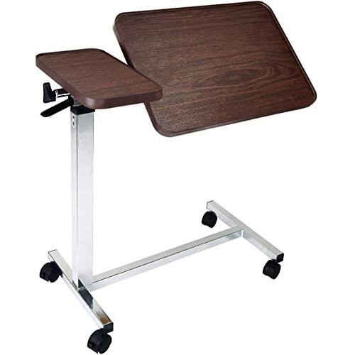 Medical Deluxe Tiltable Overbed Bedside Table w One-Touch Height Adjustment Feature (Hospital and Home Use)
