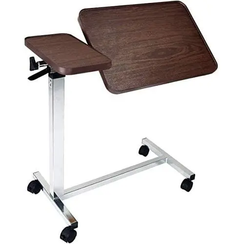 Medical Deluxe Tiltable Overbed Bedside Table w One-Touch Height Adjustment Feature (Hospital and Home Use) Medical Deluxe Tiltable Overbed Bedside Table w One-Touch Height Adjustment Feature (Hospital and Home Use)