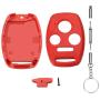 Cutting Not Required - 2 Replacement Key Fob Keyless Entry Remote Shell Case for Honda 2003-2012 Accord /2009-2015 Pilot/ 2006-2013 Civic EX/ 2005-2006 CR-V Car Key Fob Cover (3+1 Button, Red+Blue)
