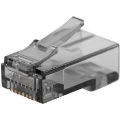 Monoprice 8P8C RJ45 Plug with Inserts for Solid Cat6 Ethernet Cable - Black (100 Pcs/Pack) Gold Plated Contacts, Model:139230