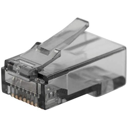 Monoprice 8P8C RJ45 Plug with Inserts for Solid Cat6 Ethernet Cable - Black (100 Pcs/Pack) Gold Plated Contacts, Model:139230