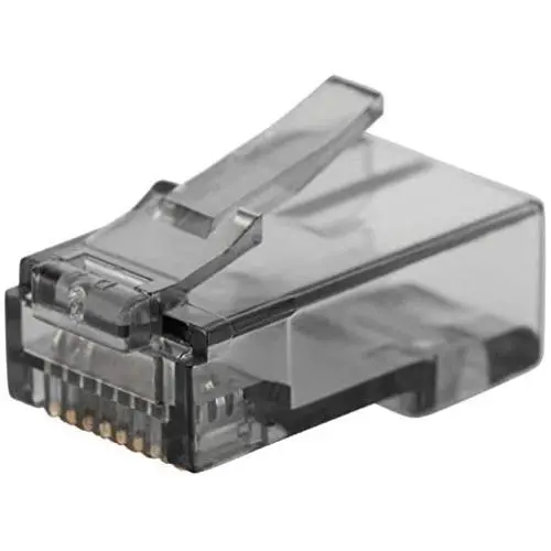 Monoprice 8P8C RJ45 Plug with Inserts for Solid Cat6 Ethernet Cable - Black (100 Pcs/Pack) Gold Plated Contacts, Model:139230
