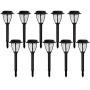 Solar Powered Black Outdoor Integrated LED 3000K Warm White Landscape Path Light (10-Pack)