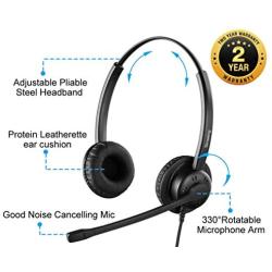 Sinseng rj9 Cisco Telephone Headset with Noise Cancelling Microphone for Cisco Jabra, RJ9 Headset for landline Desk Phones, Office Headphones with Volume Control for Call Center IP Phone