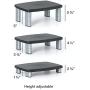 3M Adjustable Monitor Stand Riser, Three Leg Segments Simply Adjust Height, Sturdy Platform Holds Up to 80 lbs for Monitors, Laptops, and Printers, Space for Storage Underneath, Silver/Black (MS80B)