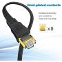 Cat 8 Ethernet Cable, 10FT Flat 40Gbps 2000Mhz High-Speed LAN Cable, RJ45 Connector with Gold Plated SFTP Patch Cord, Heavy Duty Gigabit Cord for Router, Modem, Laptop, Xbox, PS4, Gaming - Black