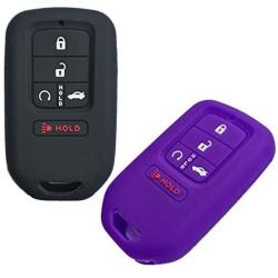 Alegender Qty(2) 5 Buttons Rubber Smart Key Fob Case Cover Remote Holder Jacket Bag Skin for 2018 2017 2016 2015 2019 Honda Accord Civic CR-V CRV Pilot EX EX-L Touring Premium