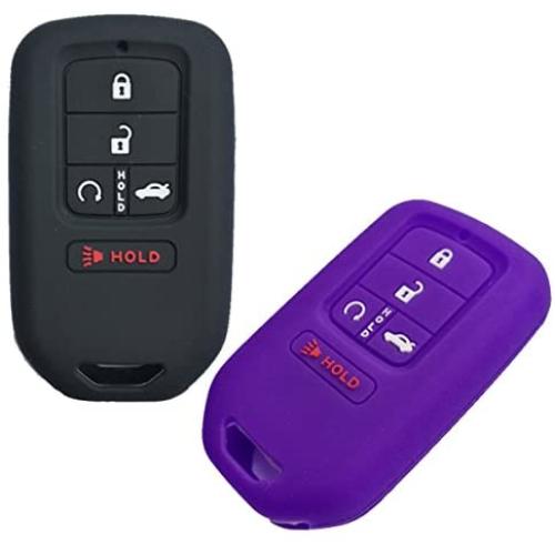 Alegender Qty(2) 5 Buttons Rubber Smart Key Fob Case Cover Remote Holder Jacket Bag Skin for 2018 2017 2016 2015 2019 Honda Accord Civic CR-V CRV Pilot EX EX-L Touring Premium