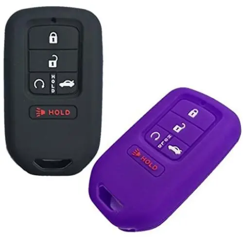 Alegender Qty(2) 5 Buttons Rubber Smart Key Fob Case Cover Remote Holder Jacket Bag Skin for 2018 2017 2016 2015 2019 Honda Accord Civic CR-V CRV Pilot EX EX-L Touring Premium