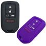 Alegender Qty(2) 5 Buttons Rubber Smart Key Fob Case Cover Remote Holder Jacket Bag Skin for 2018 2017 2016 2015 2019 Honda Accord Civic CR-V CRV Pilot EX EX-L Touring Premium