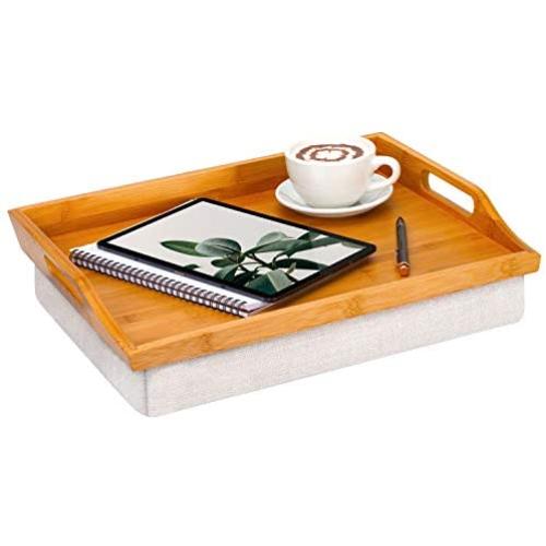 Rossie Home Lap Tray with Detachable Pillow, Serving Tray - Natural Bamboo - Style No. 76107