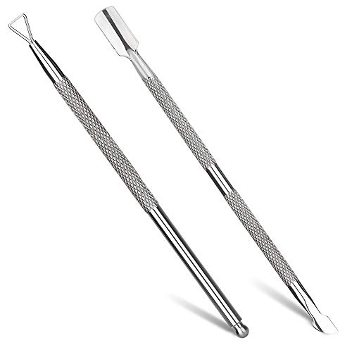 2PCS Cuticle Pusher and Cutter - Get Your Gel Nail Polish Off Quickly - Professional Cuticle Remover which You Can Do Nails at Home - Durable Pedicure Manicure Tools - for Fingernails and Toenails