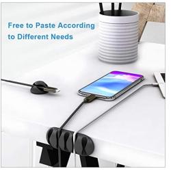 Yeawel 10PCS Cable Clips, Multipurpose Cord Holder, Self-Adhesive Cord Management, Black Cable Holder, Earphone Wire Organizers for Home, Office, Car, Desk Accessories