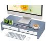 Monitor Stand Riser Desk Organizer - with Drawers Keyboard Storage Gray 22x10.6x4.7 inch