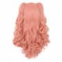 MapofBeauty 28 Inch/70cm Lolita Long Curly 2 Ponytails Clip on Cosplay Wig (Orange Pink)