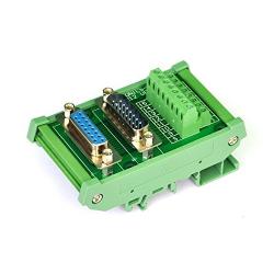 Electronics-Salon DB15 D-SUB DIN Rail Mount Interface Module, DSUB Male/Female, Breakout Board.