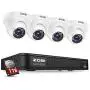 ZOSI 1080P H.265+ Home Security Camera System,5MP Lite 8 Channel Surveillance DVR with Hard Drive 1TB and 4 x 1080p Weatherproof CCTV Dome Camera Outdoor Indoor with 80ft Night Vision, Motion Alerts
