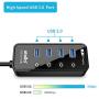 USB 3.0 Hub, atolla 4 Ports Super Speed USB 3 Hub Splitter with On Off Switch with 1 USB Charging Port (Cable Length 2 Feet, No AC Adapter) (4-Port hub)