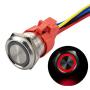 APIELE All New Design 10 Amp 22mm Momentary Push Button Switch 12V Angel Eye LED Waterproof Stainless Steel Round Self Reset 7/8 1NO 1NC (10 Amp/Red Led)