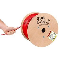 trueCABLE Cat6A Shielded Plenum (CMP), 1000ft, Red, 23AWG Solid Bare Copper, 750MHz, ETL Listed, Overall Foil Shield (FTP), Bulk Ethernet Cable