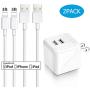 iPhone Wall Charger,Everdigi Dual Port Wall Charger Power Adapter with 2 Pack 3FT iPhone Charger Charging Cord Compatible with iPhone X 8 8Plus 7 7Plus SE 6sPlus 6s 6 5s, iPad and More (white)