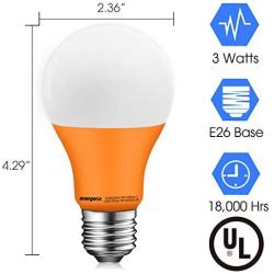 A19 Orange Light Bulb, 3W Equivalent 40W, E26 Base Non-dimmable LED Bulb for Indoor Use, Party Decoration, Home and Holiday Lighting, UL Listed, 2 Pack