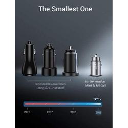 [2-Packs] Cigarette Lighter USB Charger, All Metal Mini Car Charger Adapter 4.8A Fast USB Car Charger 2 Port Flush Fit Compatible with iPhone 12/11pro/x/7/6s, iPad Air 2/Mini 3,Galaxy S10/S9/S8-Silver