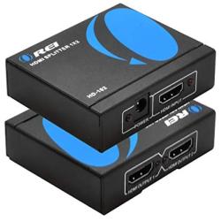 4K 1x2 HDMI Splitter by OREI - 1 Port to 2 HDMI Display Duplicate/Mirror - Powered Splitter Ver 1.4 Certified for Full HD 1080P High Resolution 3D Support (One Input To Two Outputs) - USB Powered