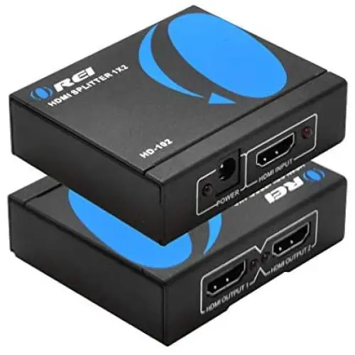 4K 1x2 HDMI Splitter by OREI - 1 Port to 2 HDMI Display Duplicate/Mirror - Powered Splitter Ver 1.4 Certified for Full HD 1080P High Resolution 3D Support (One Input To Two Outputs) - USB Powered